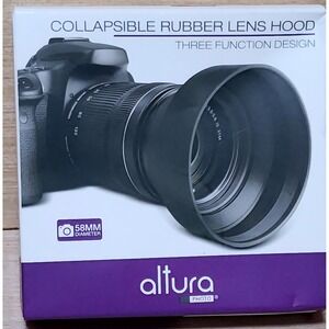 Lot of 3  Altura Photo Collapsible Rubber Lens Hood 58mm | DSLR Camera Accessory